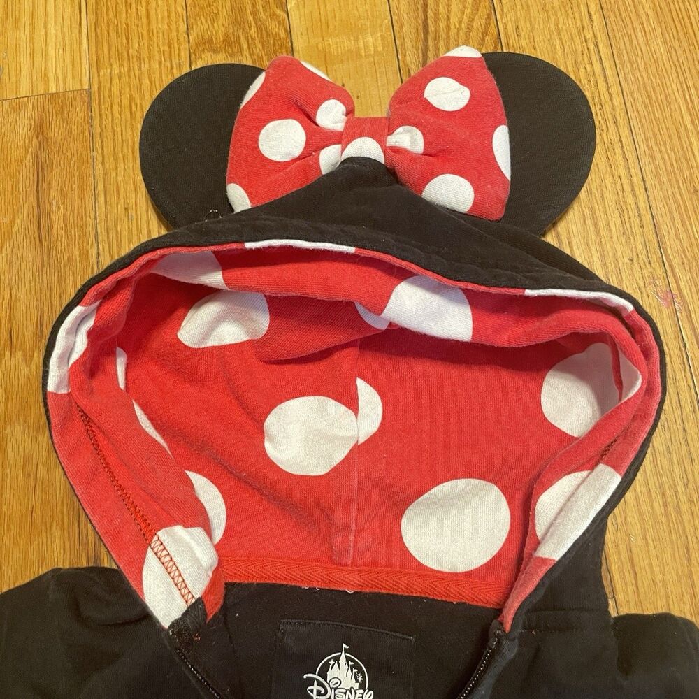 Disney Parks Classic Minnie Mouse Toddler XXS Polka Dot Bow Ears Zip Jacket - Picture 4 of 8